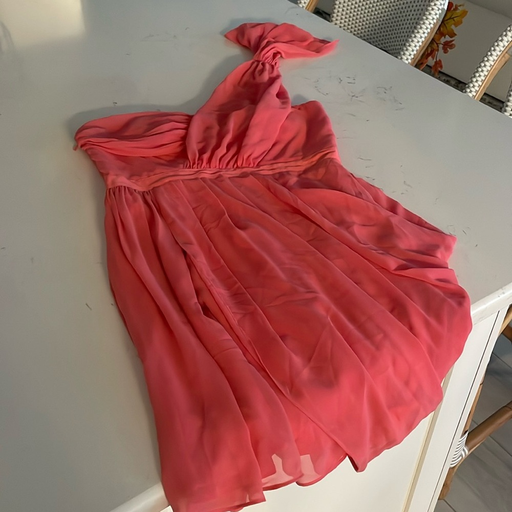 Jessica Simpson style a2154 one shoulder dress color Romantic (coral) size 12